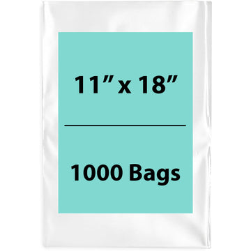 11X18 inches Clear Flat Poly Bags 1.5Mil Open Top (LDPE)